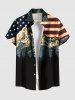 Patriotic American Flag Snow Mountain Print Plus Size Matching Outfit For Couples -  
