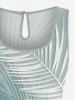 Ensemble chemise et barboteuse hawaïennes assorties, grande taille, tenue de plage, imprimé feuilles tropicales ombrées, pour couples - Vert clair 