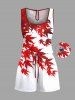 Ensemble chemise et barboteuse hawaïennes assorties, grande taille, tenue de plage imprimée feuilles d'érable pour couples - Blanc de Crème  