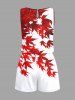 Ensemble chemise et barboteuse hawaïennes assorties, grande taille, tenue de plage imprimée feuilles d'érable pour couples - Blanc de Crème  