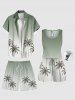 Plus Size Coconut Tree Ombre Print Hawaii Beach Shorts For Men -  