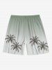 Plus Size Coconut Tree Ombre Print Hawaii Beach Shorts For Men -  
