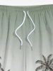 Plus Size Coconut Tree Ombre Print Hawaii Beach Shorts For Men -  