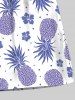 Plus Size Pineapple Hibiscus Flowers Print Hawaii Beach Shorts For Men -  
