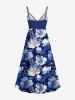 Plus Size Flowers Print Surplice Hawaii Cami Dress -  