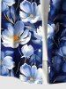 Chemise hawaïenne grande taille à imprimé floral et poches boutonnées pour homme - Bleu XL