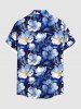 Chemise hawaïenne grande taille à imprimé floral et poches boutonnées pour homme - Bleu 6XL