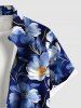 Chemise hawaïenne grande taille à imprimé floral et poches boutonnées pour homme - Bleu 6XL