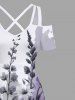 Robe longue hawaïenne grande taille à imprimé floral et feuilles ombré, épaules dénudées et croisée - Violet clair XXS