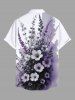 Plus Size Flowers Leaf Ombre Colorblock Print Buttons Pocket Hawaii Shirt For Men -  