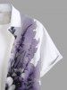 Plus Size Flowers Leaf Ombre Colorblock Print Buttons Pocket Hawaii Shirt For Men -  