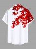 Chemise hawaïenne grande taille à imprimé feuilles d'érable et poches boutonnées pour homme - Blanc 3XL