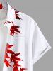 Chemise hawaïenne grande taille à imprimé feuilles d'érable et poches boutonnées pour homme - Blanc 5XL