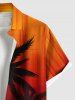 Chemise hawaïenne grande taille à imprimé cocotiers ombré et colorblock, boutons et poches, pour homme - Orange Foncé L