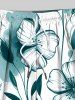 Plus Size Ink Painting Watercolor Flower Print Hawaii Drawstring Beach Shorts For Men -  
