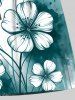 Plus Size Ink Painting Watercolor Flower Print Hawaii Drawstring Beach Shorts For Men -  