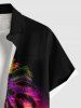 Chemise hawaïenne grande taille à boutons et poches, imprimé cocotiers et ciel coloré, pour homme - Noir XL