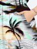 Plus Size Coconut Tree Sea Hibiscus Flower Print Hawaii Split Pocket A Line Midi Dress -  