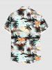 Chemise hawaïenne grande taille à imprimé floral cocotier et hibiscus pour homme - Blanc L