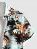 Chemise hawaïenne grande taille à imprimé floral cocotier et hibiscus pour homme - Blanc 5XL
