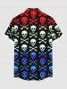 Chemise hawaïenne grande taille à imprimé tête de mort et os ombré avec poches boutonnées pour homme - Multi-A 3XL