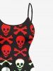 Plus Size Ombre Skull Bone Print Hawaii High Low Asymmetric Cami Dress -  