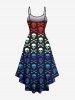 Plus Size Ombre Skull Bone Print Hawaii High Low Asymmetric Cami Dress -  