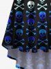 Plus Size Ombre Skull Bone Print Hawaii High Low Asymmetric Cami Dress -  
