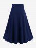 Costume de vampire d'Halloween gothique à lacets, jupe de marche victorienne mi-longue à ourlet godet bicolore - Bleu 2X | US 18-20