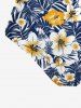 Bas de maillot de bain hawaïen à imprimé feuilles tropicales et fleurs d'hibiscus - Bleu XS