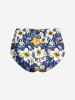 Bas de maillot de bain hawaïen à imprimé floral et feuilles tropicales et hibiscus - Bleu 1X