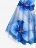 Tenue de plage hawaïenne assortie grande taille à imprimé floral ombré aquarelle pour couples - Bleu 