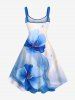 Tenue de plage hawaïenne assortie grande taille à imprimé floral ombré aquarelle pour couples - Bleu 