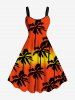 Tenue de plage hawaïenne assortie grande taille à imprimé ombré cocotier pour couples - Orange Foncé 