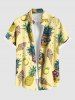 Tenue de plage hawaïenne assortie grande taille à imprimé tête de mort, ananas et glace pour couples - Jaune 