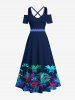 Tropical Leaf Zig Zag Print Plus Size Matching Hawaii Beach Outfit For Couples -  