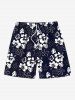 Tropical Leaf Hibiscus Flower Two Tone Print Plus Size Matching Hawaii Beach Outfit For Couples -  