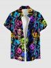 Colorful Skeleton Print Matching Hawaii Beach Outfit For Couples -  