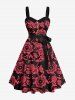 Tenue de plage hawaïenne assortie grande taille à imprimé pommes de pin fleuries pour couples - Rouge 