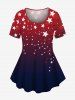 Dip Dye Ombre Patriotic American Flag Print T-shirt and Leggings Plus Size Matching Set -  