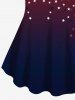 Dip Dye Ombre Patriotic American Flag Print T-shirt and Leggings Plus Size Matching Set -  