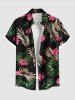 Ensemble chemise et barboteuse hawaïennes assorties, grande taille, tenue de plage à imprimé feuilles tropicales et fleurs pour couples - Noir 