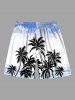 Plus Size Coconut Tree Ombre Sky Print Hawaii Drawstring Beach Shorts For Men -  