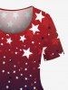 Plus Size Dip Dye Ombre Patriotic American Flag Print T-shirt -  