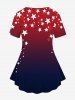 Plus Size Dip Dye Ombre Patriotic American Flag Print T-shirt -  