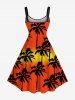 Plus Size Coconut Tree Ombre Print Hawaii A Line Tank Dress -  