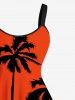 Plus Size Coconut Tree Ombre Print Hawaii A Line Tank Dress -  