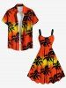 Plus Size Coconut Tree Ombre Print Hawaii A Line Tank Dress -  