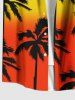 Plus Size Coconut Tree Ombre Print Hawaii Button Pocket Shirt For Men -  