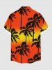 Chemise hawaïenne grande taille à imprimé cocotiers ombré et poches boutonnées pour homme - Orange 4XL